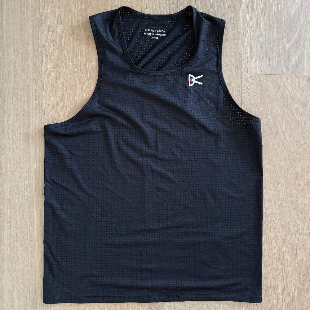 District Vision Running Tank Singlet, Men's medium, Black